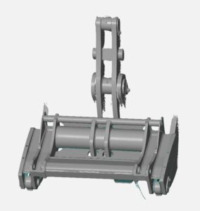 Model 3D łyżki koparki uzyskany podczas skanowania 3D