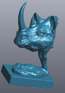 Model 3D nosorożca uzyskany podczas skanowania 3D
