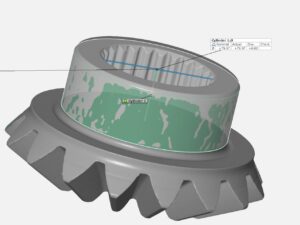 Model 3D koła zębatego uzyskany podczas skanowania 3D